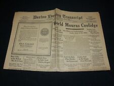 1933 JANUARY 6 BOSTON TRANSCRIPT NEWSPAPER - WORLD MOURNS COOLIDGE- NP 4251F picture