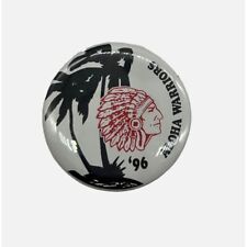 Vintage Button Pinback Aloha Warriors '96 Palm Trees Native American 2
