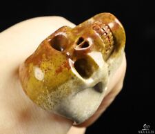 Ring Inside Diameter9(19 mm) Coral Fossil Carved Crystal Skull Ring, Crystal picture