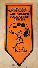 Vtg 1971 Peanuts JOE COOL Snoopy Scared of Chicks Orange Felt Banner Pennant picture