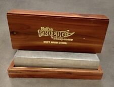 HALL'S PRO EDGE Knife STONE Block SHARPENERS Soft Hard Comb WOOD Case Wooden BOX picture
