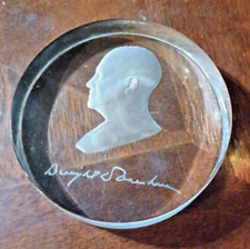 Vintage Presidential Glass Paperweight Dwight D Eisenhower; 4