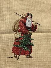 Antique Rare 1887 Cross Stitch Completed Sampler Santa German Weihnachtsmann picture
