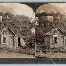 c1900s Juneau City, Alaska Indian Burial House Real Photo Stereoview Shack V45 picture