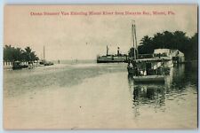 Miami Florida FL Postcard Ocean Steamer Van Entering Biscayne Bay c1905 Vintage picture
