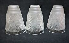 Set of 3 Art Deco France Molded Frosted Glass Shade picture