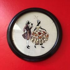 Vintage Zenith butterfly wing iml hand painted round Plaque wall art 4.75