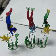 Vintage MCM Murano Style? glass N Wire Divers, Starfish, sea plants very detail picture