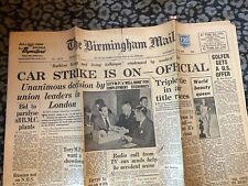 1956 Historical Newspaper  , BMC UNION CAR STRIKES , Birmingham Mail picture