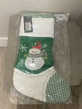 Blarney Woolen Mills Snowman Stocking Green Ireland Vintage (Christmas Stocking) picture