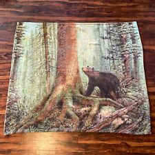 Reversible Grizzly Bear Forest Throw Blanket Fleece 51”x59” picture