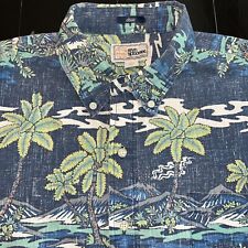 Vintage Reyn Spooner Palm Trees Hawaiian Aloha Pocket Shirt Large Ocean Surfer picture