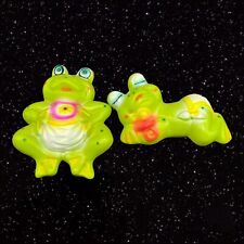 Vintage Wall Hanging Frog Set 2 Hand Painted Ceramic Green  picture