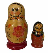 Vintage Wood Hand Painted Stacking Doll Russian Matryoshka Babushka 2 Dolls picture