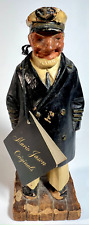 Hand Carved Wooden Folk Art Sea Captain Sailor Nautical Figure With Sea Coat picture