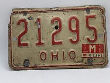 Vintage 1978 Ohio Motorcycle License Plate 21295 MC Americana picture