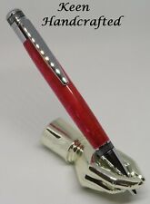 mg - Keen Handcrafted Handmade Marble Red Cortona Chrome Twist Pen picture