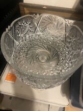 American absolute vintage cut glass hobstar pedestal bowl picture