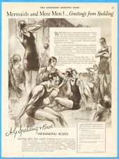 1925 Spalding Swimming Suit Swimwear Women's Men's Swimsuit John La Gatta Art Ad picture