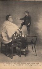 France ‘Cannon et Deniso’ Huge Fat Man & Midget Circus Freaks Smoking Postcard picture