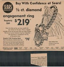 1952 Sears & Roebuck Co. Retail Store Diamond Ring Newspaper Ad 8x6