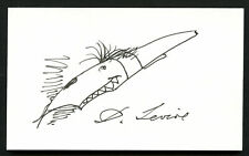 David Levine d2009 signed 3x5 with Original Sketch NY Review Caricaturist MH124 picture