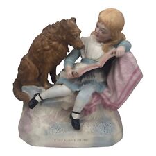 Antique Victorian Porcelain Bisque Figurine You Can't Read Girl Dog Large 12