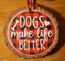 2 Dogs Make Life Better & I JUST RUFF YOU Christmas Ornaments Bone Paw Decor Set picture