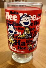 VINTAGE 1965 Peanuts Snoopy Charlie Brown Drinking Glass HAHA HEE HEE Graphic  picture