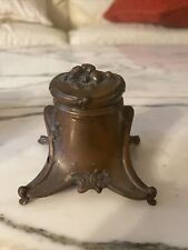Vintage JB Jennings Brothers Bros Brass Metal  Ink Well #117 ~ 3” Tall Flowers picture