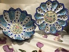 Persian Enamel (Minakari) On Copper Candy/ Nuts Bowl & Plate Set picture