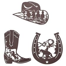 vinsees metal horseshoe cowboy boots cowboy hat wall art decor, rustic western w picture
