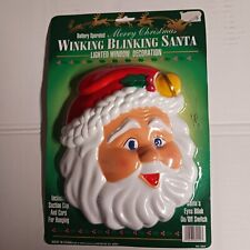Winking Blinking Santa Face Lighted Window Decor Christmas Holiday NEW picture