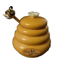 Mini Honey Pot & Dipper, Honey Miel, Ceramic Honey Holder With Wooden Dipper,... picture