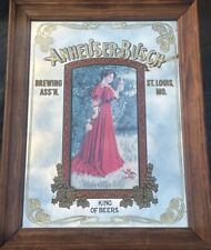 1992 Anheuser Busch St Louis MO Girl in Red Dress Large Bar Mirror Mancave Decor picture