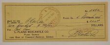 Early Jimmy Carter Signed Plains Warehouse Business Check picture
