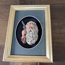June McKenna Santa Face With Glasses & Stick 8”x 6” Framed 3D Picture picture