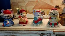 Set Of Four Vintage Jasco Mice Handpainted Porcelain Christmas Ornaments picture