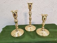 Partylite Set of 3 Cape Cod Brass Collection Candle Holders Non-Tarnishing picture