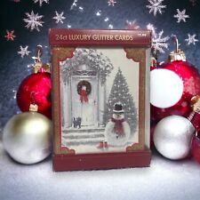 Vintage Kmart 24ct Luxury Glitter Christmas Cards Santa and Snowman picture