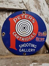 VINTAGE PETERS CARTRIDGES PORCELAIN SIGN FIREARM GUNS RIFLE AMMO SHOOTING GALERY picture