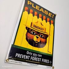 Ande Rooney Smokey Bear Large Sign Porcelain Enamel Metal Forest Fires Vintage picture