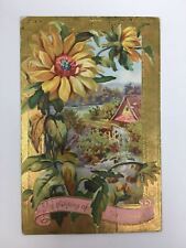 c. 1911 John Winsch Postcard Thinking of You Embossed Flower Floral picture