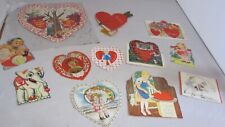 Antique Vintage Used Valentine's Day Cards 12 Lot Some Stand Up 1920s 1940s picture