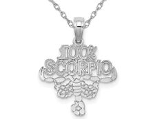 14K White Gold 100% SCORPIO Charm Astrology Pendant with Chain picture