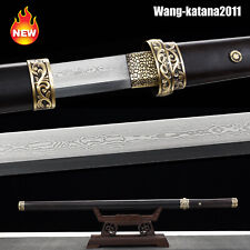 105CM Handmade Chinese Folded Steel Ebony Tang Dao 唐刀 Functional Full-tang Sword picture