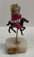 Vintage Don DeMott SIGNED Carousel Little Girl Riding Horse Figurine Marble Base picture