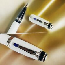 Preowned Montblanc Pen White Metal Body with Elegant Blue Sapphire Accent picture