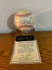 Albert Belle Indians Autographed and Inscribed 50/50 Official Baseball COA picture