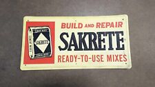 1960s Original Vintage Sakrete Cement Sign Metal Embossed Concrete Gas Oil picture